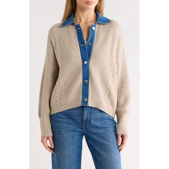 Cyrus Novelty Denim Trim Sweater in Kitten Heather/Denim at Nordstrom Rack, Size X-Large