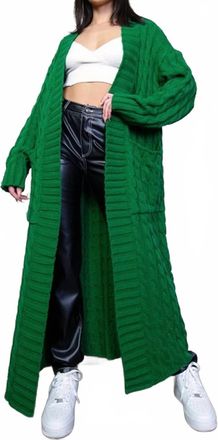 Rehab My Long Knitted Sweater Cardigan In Green