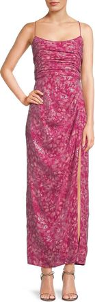 Hutch Luxe Gown In Fuchsia Shibori Floral