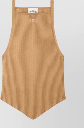 Courrèges ribbed knit sleeveless top with high neck