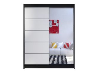 Mirjan24 Mobilier1 - Armario Closico 143, Negro + Blanco, 200x150x58cm, Puertas De Armario: Correderas, N&uacute;mero De Estantes: 0