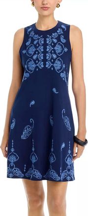 Johnny Was Jaden Chevron Mid Knit Tank Dress In Blue Night