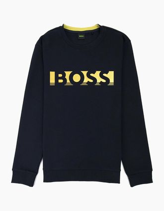 HUGO BOSS Mens Hugo Boss Salbo 1 Crew Neck Sweat Dark Blue 402 - Navy - Size: 2XL