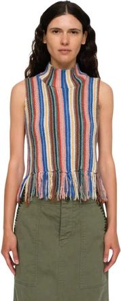 Sea NY Ombre Gebreide Trui met Col - Dames - Tops zonder mouwen - Veelkleurig - L - Wol - Tops