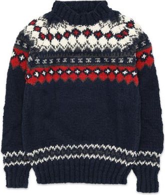 Fortela Navajo Pattern Merino Wool Pullover in Navy Blue at Nordstrom, Size X-Large Eu