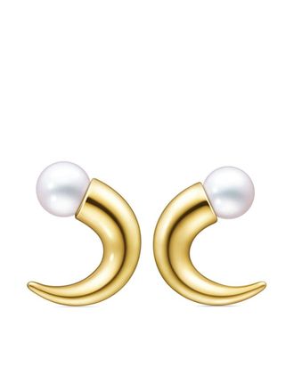 Tasaki 18kt yellow gold Danger Horn pearl stud earrings - women - 18kt Yellow Gold/Akoya Pearl - One Size