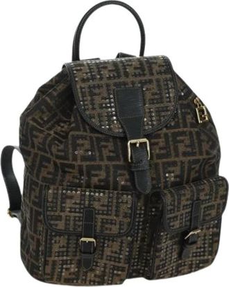 Fendi Pre-owned Zucca Canvas Rugzak - Dames - Vintage Rugzakken - Bruin - ONE Size - Leer - Vintage