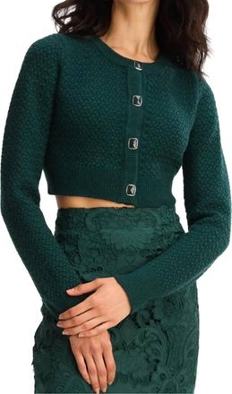 Allison Oakley Long Sleeve Cardigan In Pine Green