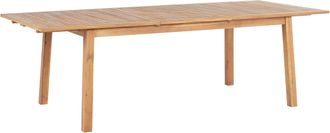 Beliani Beliani - Mesa De Jard&iacute;n Extensible De Madera De Acacia Clara 180/240 X 100 Cm 8 Personas Sombrilla Cesana