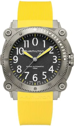 Hamilton Khaki Navy BeLOWZERO Automatic Rubber Strap Watch, 46mm in Grey at Nordstrom