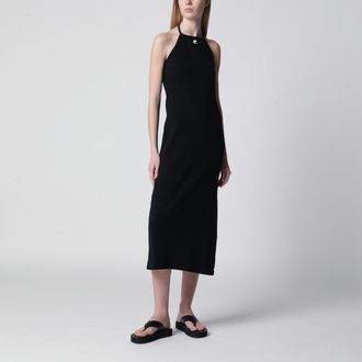 Courr&egrave;ges Long halterneck jersey dress in cotton, black