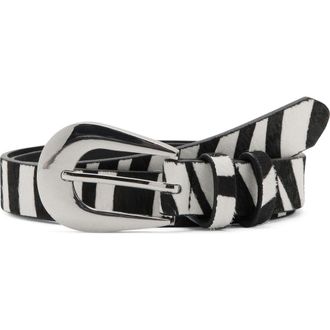 Mango Zebra Print Calf Hair Belt in Black at Nordstrom, Size Medium