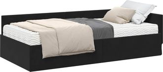 vidaXL Estructura De Cama Esquina Con Colch&oacute;n 2 Uds. Negro 90 X 200 Cm Vidaxl