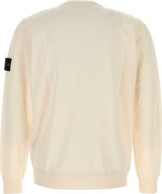 Stone Island Mens Ivory Wool Sweater Exterior: Virgin Maglieria