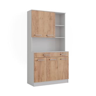 Vicco Aparador De Cocina Raul, Roble Blanco/dorado, 100.1 X 188.5 Cm Con 5 Puertas Y 2 Cajones, Vicco