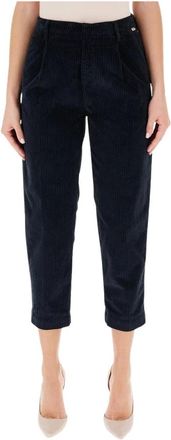 Roy Rogers Cropped Trousers, female, Blue, Size: W29 Blue Velvet Jeans Elegant Style