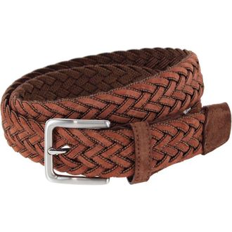 Trafalgar Store Apollo Italian Braided Suede Versatile Belt in Light Brown at Nordstrom, Size 40