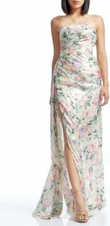 Dress The Population Lulu Metallic Floral Strapless Gown in Ivory Multi at Nordstrom Rack, Size Xx-Large