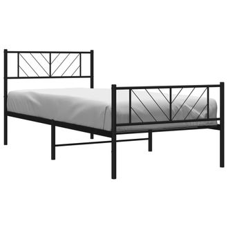 vidaXL Estructura Cama Sin Colch&oacute;n Con Estribo Metal Negro 80x200 Cm Vidaxl