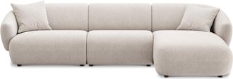 Castlery Auburn Chaise Sectional Sofa Right Facing Customized, Performance Linen Weave, Light Grey, Spill Resistant, Modular for Castlery