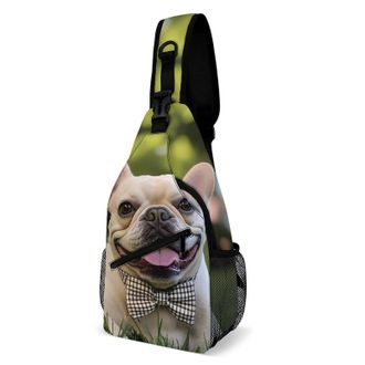Generic French Bull-dog Unisex Shoulder Bags Casual Crossbody Chest Bag Sling Backpack for Hiking Cycling Travel
