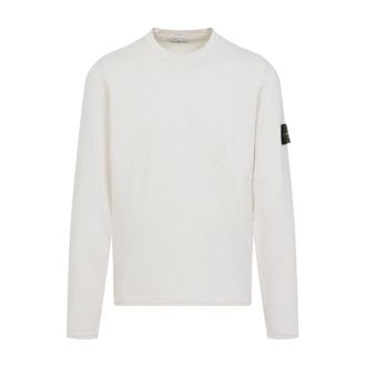 Stone Island Round-neck Knitwear, male, White, XL, Crew Neck Pullover