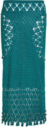 Paco Rabanne Bead-embellished Crochet Cotton Midi Skirt - Green - S (UK8-10 / S)