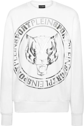 Plein Sport Tiger Sweatshirt - Heren - Sportshirts - Wit - 2XL - Katoen - Fitness