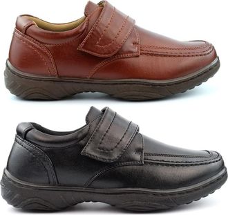 Generic Mens Touch Fastening Shoes Size 6 Boys Shoe Size 7 Lightweight Shoes Mens Touch Fastening Shoe Comfort Casual Lightweight Sizes 6-12 Black/Tan 10 UK