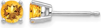 Diamond2Deal 14k White Gold 4mm Citrine Earrings