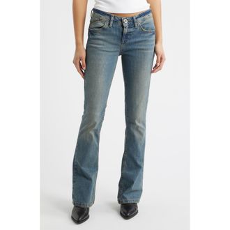BDG Brooke Pinstripe Low Rise Flare Jeans in Tinted Stripe at Nordstrom, Size 24 32