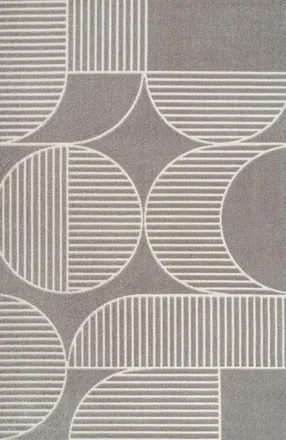 Jonathan Y Designs Nordby High-Low Geometric Arch Scandi Striped Indoor/Outdoor Area Rug in Gray/cream at Nordstrom, Size 4Ft 0In X 6Ft 0In
