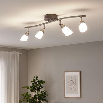 Esto Plafoniera Led Striscia Spot Per Soggiorno Plafoniera, Con Spot Regolabili, 4x 3w 4x 240lm 3000k, Lxh 60 X 13 Cm