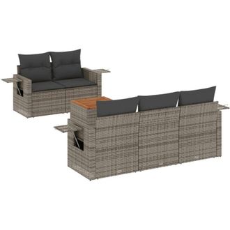 vidaXL Vidaxl - Set Divano da Giardino 6 pz con Cuscini Grigio in Polyrattan