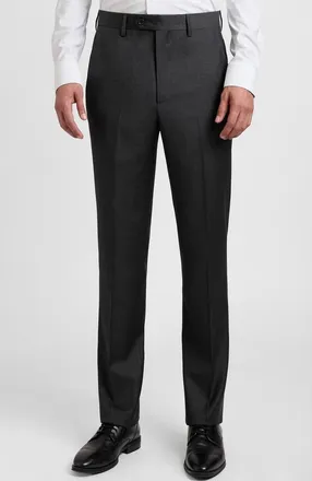 Santorelli Roma2 Super 130s Bi-Stretch Wool Trousers in Charcoal at Nordstrom, Size 44