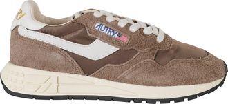 Autry Brown Reelwind Low Suede Inserts Leather Sneakers