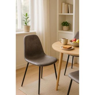 Regalos Miguel Sillas Comedor - Silla Black Teok Polipiel Vintage - Gris Oscuro