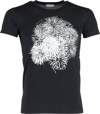 Dior Pre-owned Mens Christian Firework Graphic T-Shirt in Black Cotton - Size Small