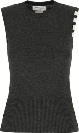 Thom Browne cashmere stripe detail top - Grigio