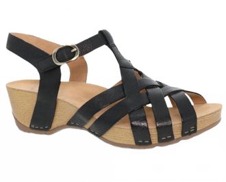 Dansko Womens Tinley Milled Burnished Sandal In Black