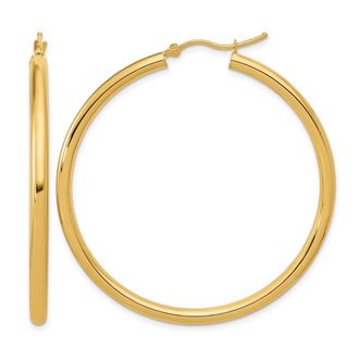 Diamond2Deal 14k Yellow Gold 3x50mm Round Hoop Earrings