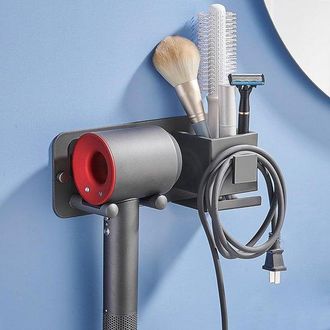OEM Soporte Para Secador De Pelo - Organizador Para Secador De Pelo - Almacenamiento Para Ba&ntilde;o - No Requiere Perforaci&oacute;n - 10,2 X 24,2 Cm - Gris