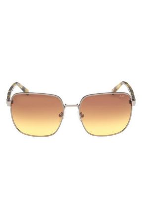 Abercrombie & Fitch 58mm Gradient Square Sunglasses in Shiny Light Nickeltin /Brown at Nordstrom