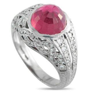 Luxury Bazaar Platinum 0.30ct Diamond and Rubellite Ring MF41-031726