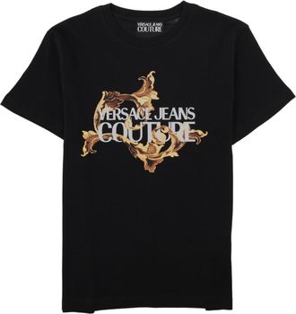 Versace Jeans Couture Baroque Graphic Black Cotton T-Shirt