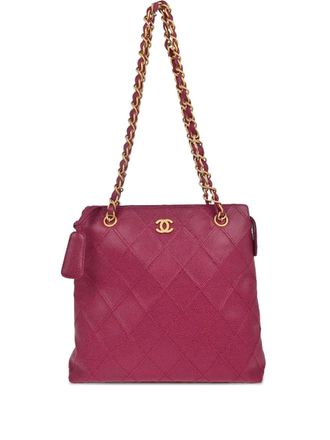 Chanel 2000 bicolore leather tote shoulder bag - Pink