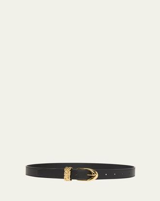 Bottega Veneta Leather Belt W/ 14-Karat Gold Buckle