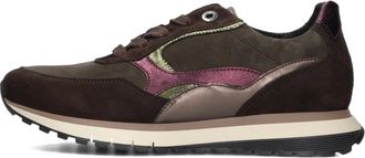 Gabor Bruine Lage Sneakers met Kleurrijke Details - Dames - Sneakers - Veelkleurig - 37 1/2 EU - Leer - Schoenen