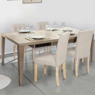 IDMarket Lote De 4 Sillas De Comedor Tapizadas Polga Beige