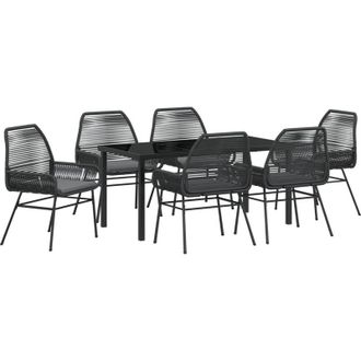 vidaXL Conjunto De Comedor De Jard&iacute;n 7 Pcs Negro Rat&aacute;n Sint&eacute;tico Vidaxl